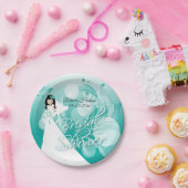 Vrijgezellenfeest in een  turquoise blauw en wit papieren bordje (Feest)