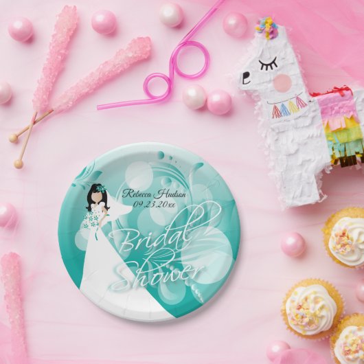 Vrijgezellenfeest in een turquoise blauw en wit papieren bordje (Feest)