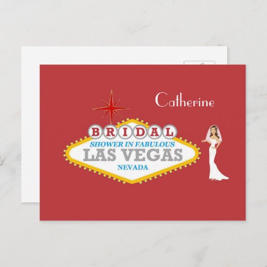 VRIJGEZELLENFEEST in FABULOUS LAS VEGAS Catherine  Uitnodiging Briefkaart (Voorkant / Achterkant)