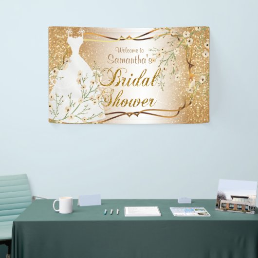 Vrijgezellenfeest in Gold Glitter 2 Spandoek (Beurs)