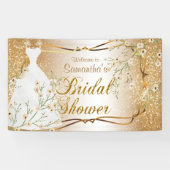 Vrijgezellenfeest in Gold Glitter 2 Spandoek (Horizontaal)