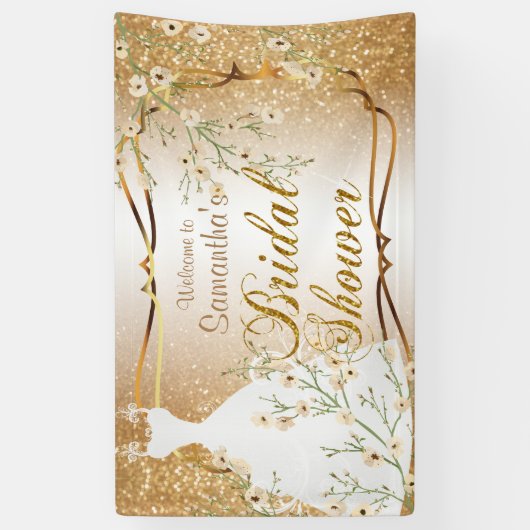 Vrijgezellenfeest in Gold Glitter 2 Spandoek (Verticaal)