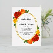 Vrijgezellenfeest in het najaar van Florals Folie Uitnodiging (Staand Voorkant)