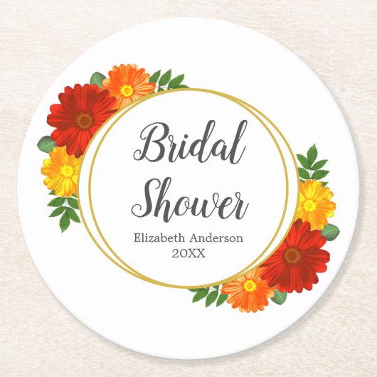 Vrijgezellenfeest in het najaar van Florals Ronde Kartonnen Onderzetter (Voorkant)