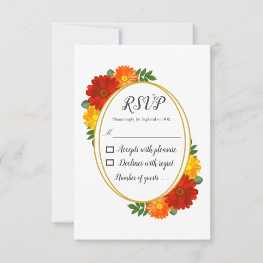 Vrijgezellenfeest in het najaar van Florals RSVP Kaartje (Voorkant)