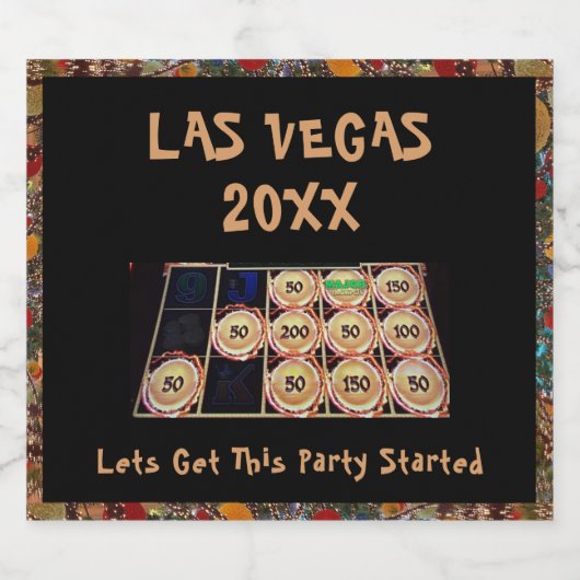 Vrijgezellenfeest in Las Vegas | Sleufmachine Sparkling Wijnetiket (Enkel label)