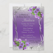 Vrijgezellenfeest in Paarse en zilveren glitter Kaart (Achterkant)