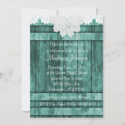 vrijgezellenfeest in Rustic Blauwgroen Barn Wood e Kaart (Achterkant)