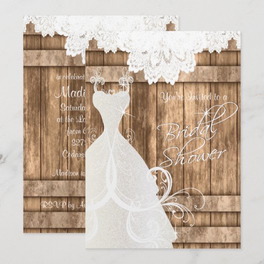 Vrijgezellenfeest in Rustic Light Wood en Lace Kaart (Voorkant / Achterkant)