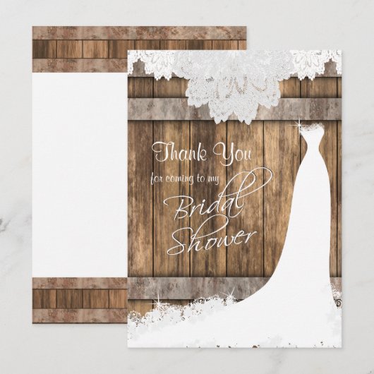 Vrijgezellenfeest in Rustic Wood en kant Bedankkaart (Voorkant / Achterkant)