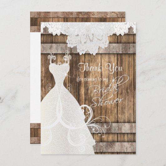 Vrijgezellenfeest in Rustic Wood en Lace Bedankkaart (Voorkant / Achterkant)