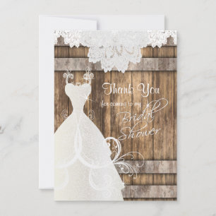 Vrijgezellenfeest in Rustic Wood en Lace Bedankkaart
