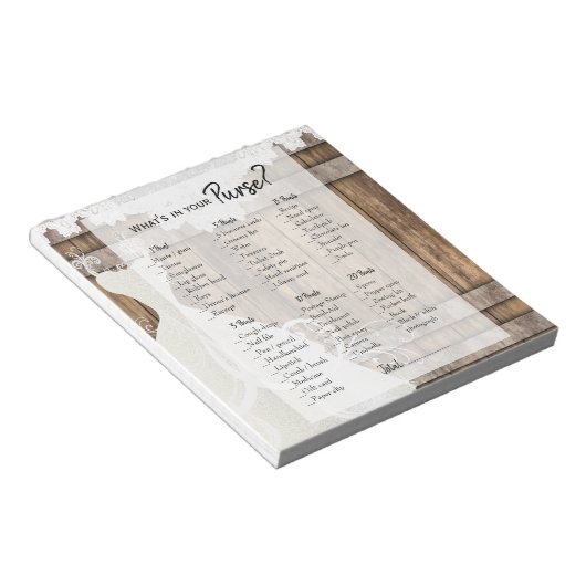 Vrijgezellenfeest in Rustic Wood en Lace Game Notitieblok (Schuin)