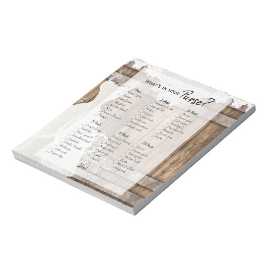 Vrijgezellenfeest in Rustic Wood en Lace Game Notitieblok (Linkerzijde)