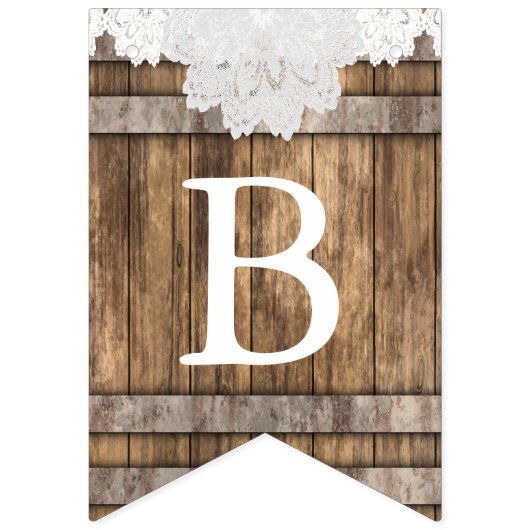 Vrijgezellenfeest in Rustic Wood en White Lace Vlaggetjes (Tweede vlag)