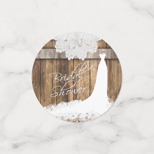 Vrijgezellenfeest in Rustic Wood & White Lace Confetti (Kleine voorkant)