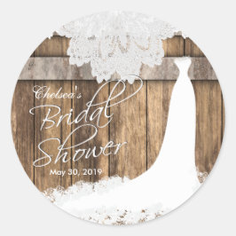 Vrijgezellenfeest in Rustic Wood & White Lace Ronde Sticker