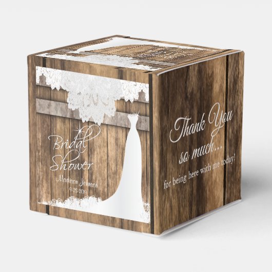 Vrijgezellenfeest in Rustiek Hout * Wit Kant Ontwe Bedankdoosjes (Achterkant)