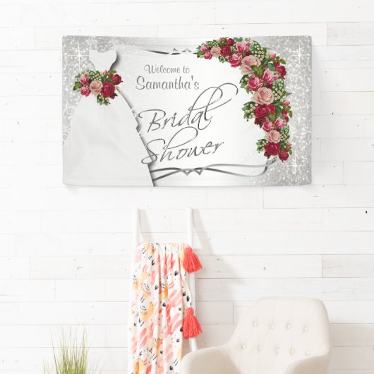 Vrijgezellenfeest in witte glitter 2 spandoek (Insitu)