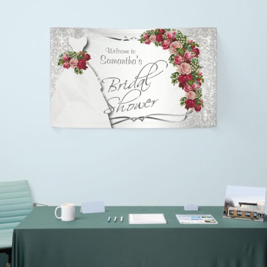 Vrijgezellenfeest in witte glitter 2 spandoek (Beurs)