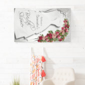 Vrijgezellenfeest in witte glitter spandoek (Insitu)