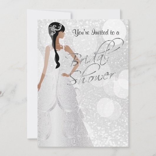 Vrijgezellenfeest in witte glitter uitnodiging (Voorkant)