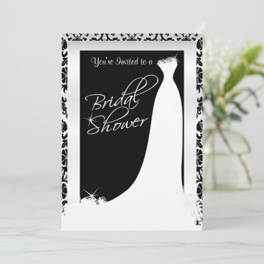 Vrijgezellenfeest in zwart-wit Damask Kaart (Staand voorkant)