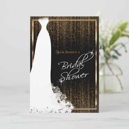 vrijgezellenfeest in zwarte & gouduitnodiging kaart (Staand voorkant)