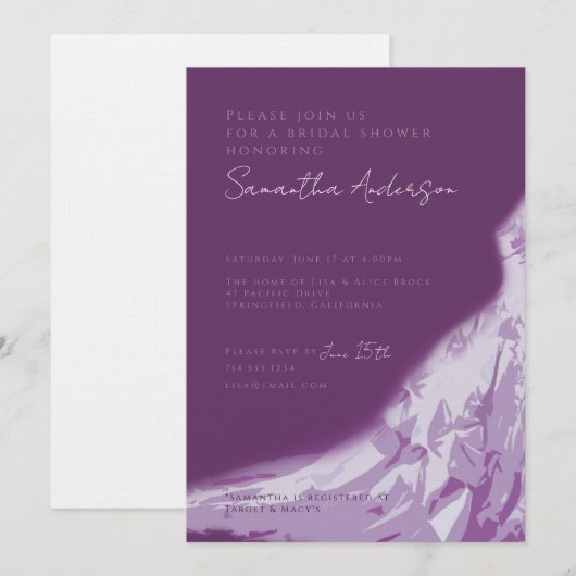 vrijgezellenfeest Invite brudal gplant Plum Kaart (Voorkant / Achterkant)