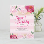vrijgezellenfeest Invite, Brunch & Bubble Flowers Kaart (Staand voorkant)