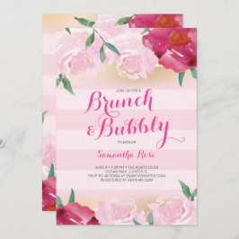 vrijgezellenfeest Invite, Brunch & Bubble Flowers Kaart