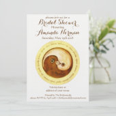 VRIJGEZELLENFEEST INVITE gouden YinYang duiven Kaart (Staand voorkant)