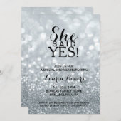 Vrijgezellenfeest Invite: Ze zei ja Silver Kaart (Voorkant / Achterkant)