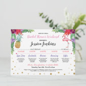 Vrijgezellenfeest Itinerary Aloha Flamingo Pineapp Programmakaart (Staand voorkant)