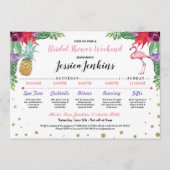 Vrijgezellenfeest Itinerary Aloha Flamingo Pineapp Programmakaart (Voorkant)