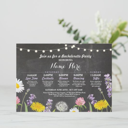 vrijgezellenfeest Itinerary Bachelorette Wilde Flo Kaart (Staand voorkant)