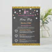 vrijgezellenfeest Itinerary Champagne Bachelorette Programmakaart (Staand voorkant)