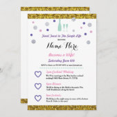 vrijgezellenfeest Itinerary Champagne Invitation Kaart (Voorkant / Achterkant)