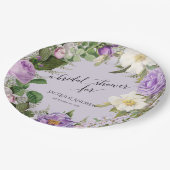 Vrijgezellenfeest ivoor n lavendel ivoor pioen kra papieren bordje (Gekanteld)