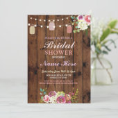 vrijgezellenfeest Jars Invite Rustic Wood Floral Kaart (Staand voorkant)