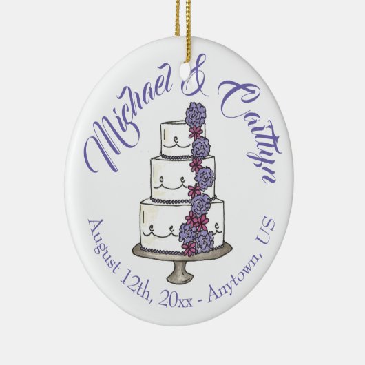 Vrijgezellenfeest Jubileum van gelaagde weddenscha Keramisch Ornament (Rechts)