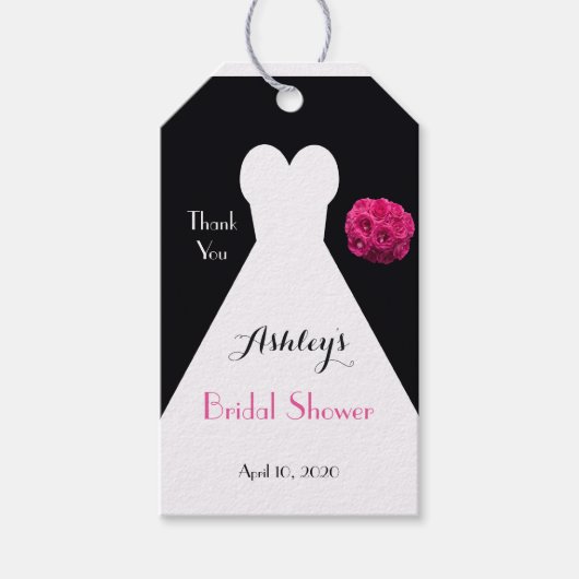 Vrijgezellenfeest Jurk en Rozen Bedankt Favor Cadeaulabel (Voorkant)