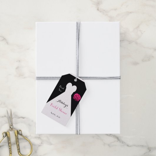 Vrijgezellenfeest Jurk en Rozen Bedankt Favor Cadeaulabel (Met Touw)