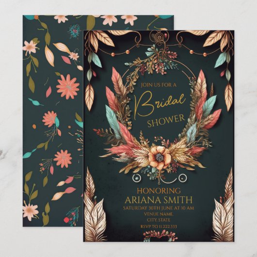  Vrijgezellenfeest Kaart in Boho Style (Voorkant / Achterkant)