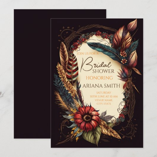 Vrijgezellenfeest Kaart in Boho Style (Voorkant / Achterkant)