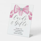 Vrijgezellenfeest Kaarten Geschenken Roze Bow Glam Reclamebord Met Voetstuk (Voorkant)