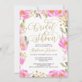 Vrijgezellenfeest Kalligrafie Roze en Gouden Bloem Kaart (Voorkant)