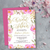 Vrijgezellenfeest Kalligrafie Roze en Gouden Bloem Kaart