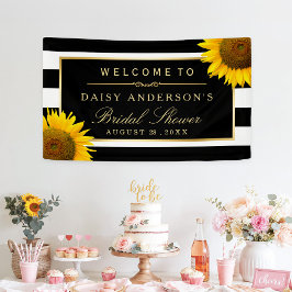 Vrijgezellenfeest Kassy Sunflower Black White Stri Spandoek