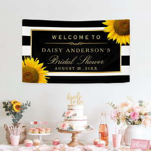 Vrijgezellenfeest Kassy Sunflower Black White Stri Spandoek